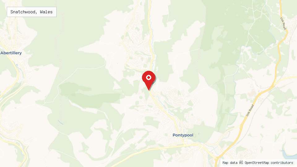 Street map of Snatchwood, Wales with location pin