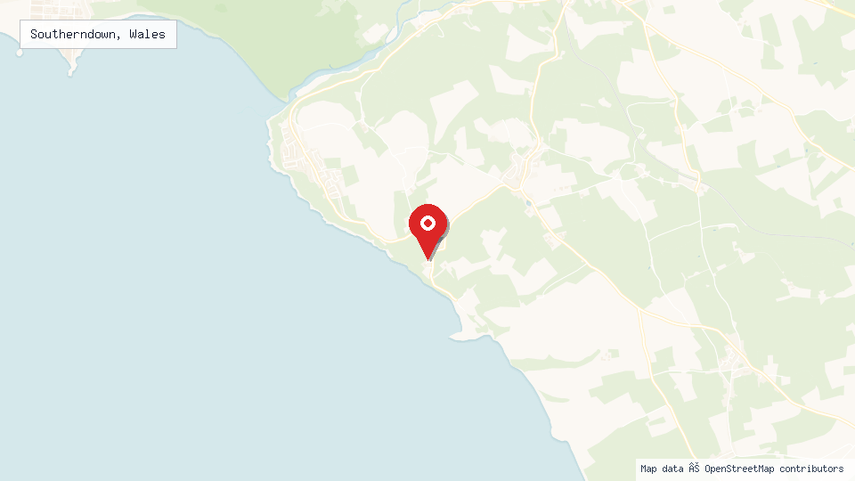 Street map of Southerndown, Wales with location pin