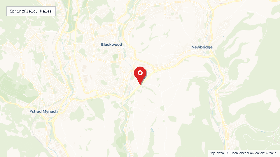 Street map of Springfield, Wales with location pin