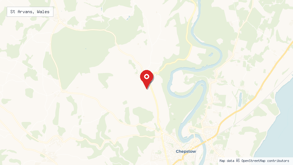 Street map of St Arvans, Wales with location pin
