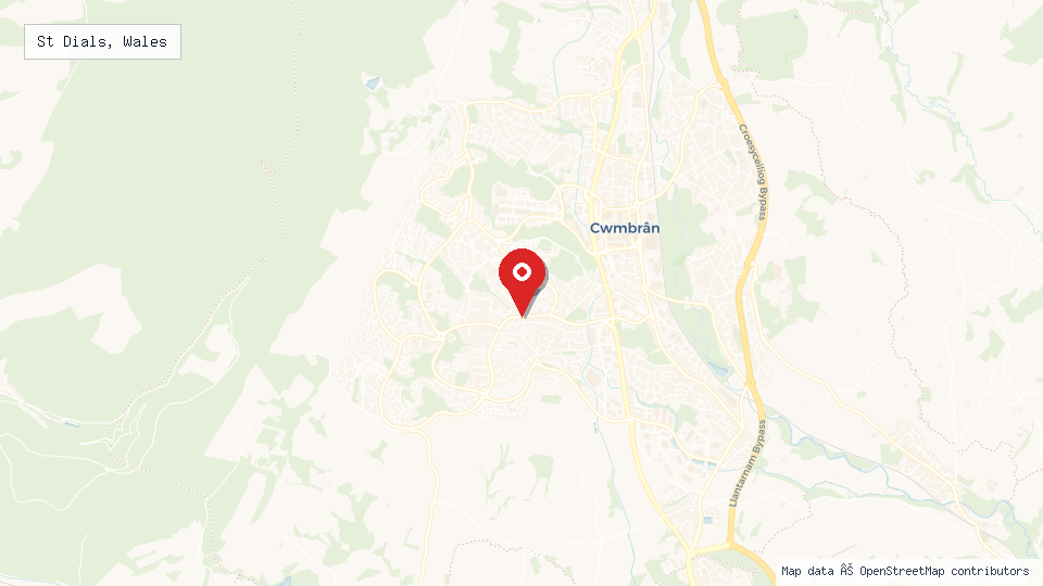 Street map of St Dials, Wales with location pin