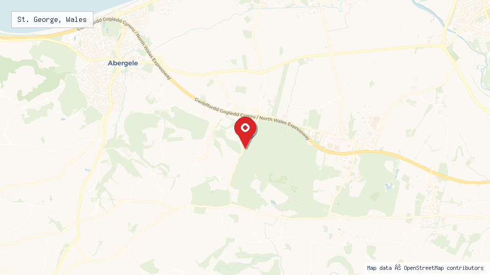 Street map of St. George, Wales with location pin