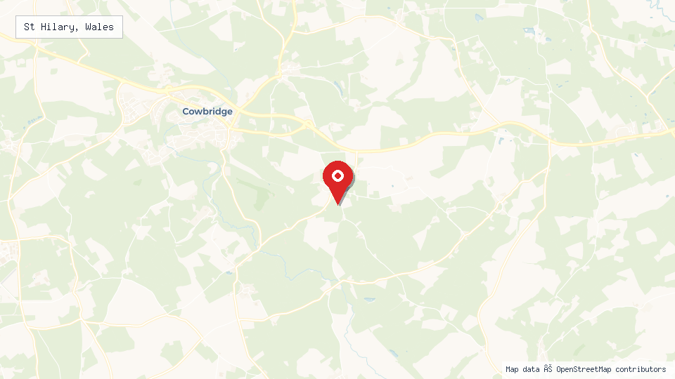 Street map of St Hilary, Wales with location pin
