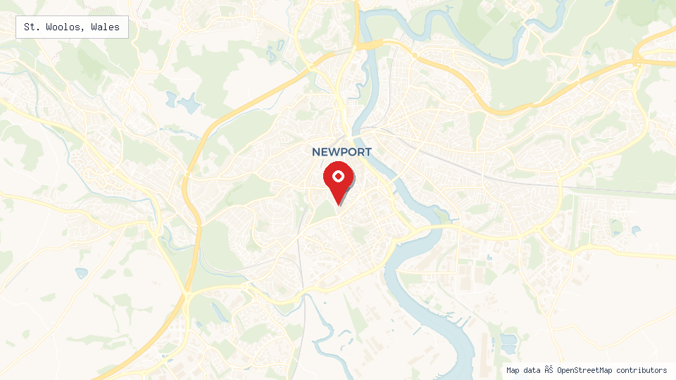 Street map of St. Woolos, Wales with location pin