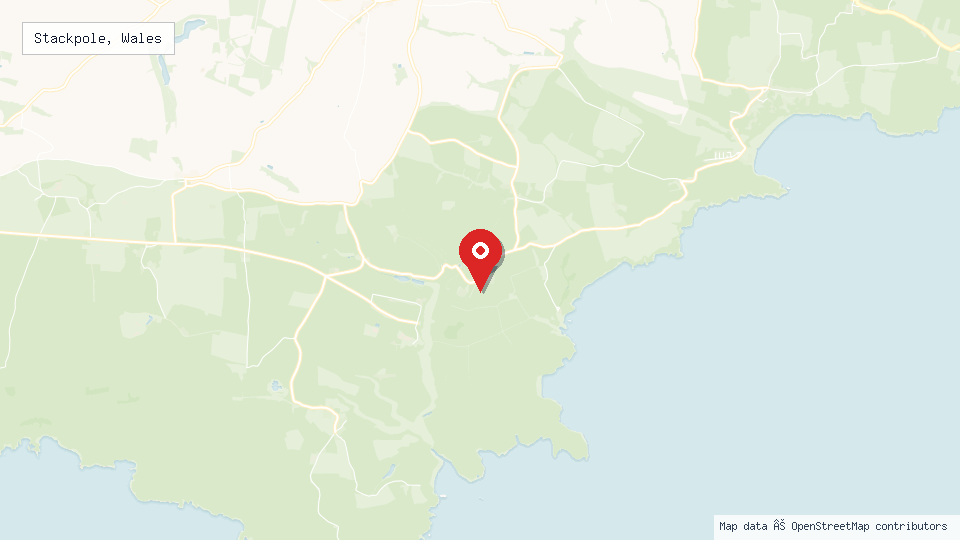Street map of Stackpole, Wales with location pin