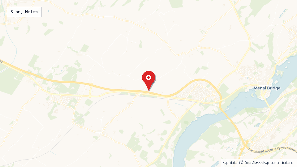 Street map of Star, Wales with location pin
