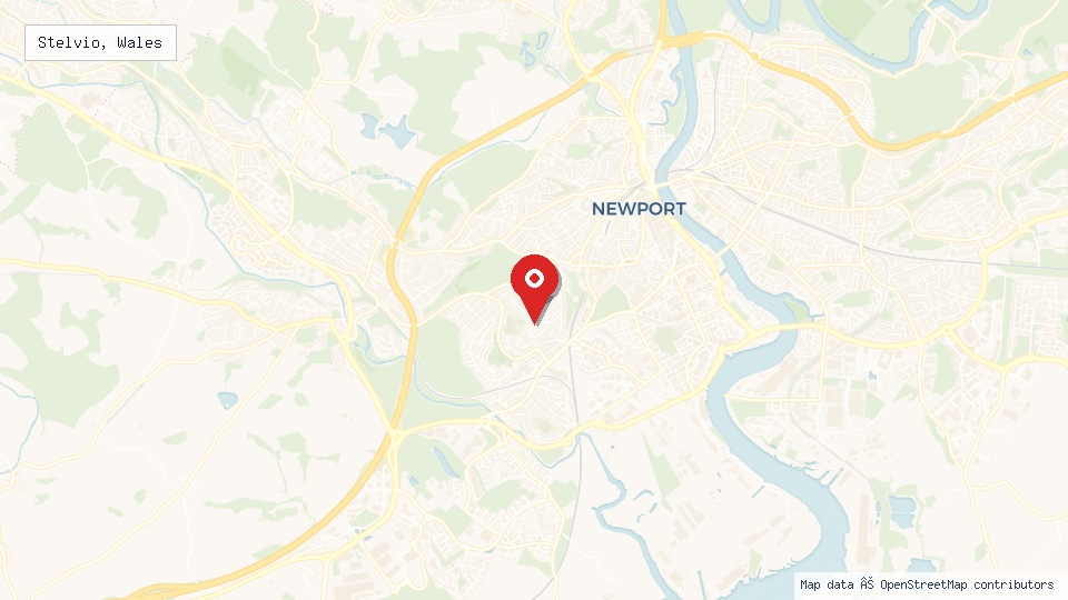 Street map of Stelvio, Wales with location pin