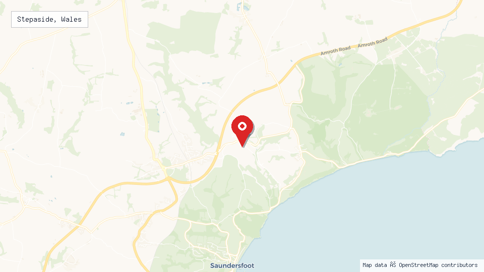 Street map of Stepaside, Wales with location pin