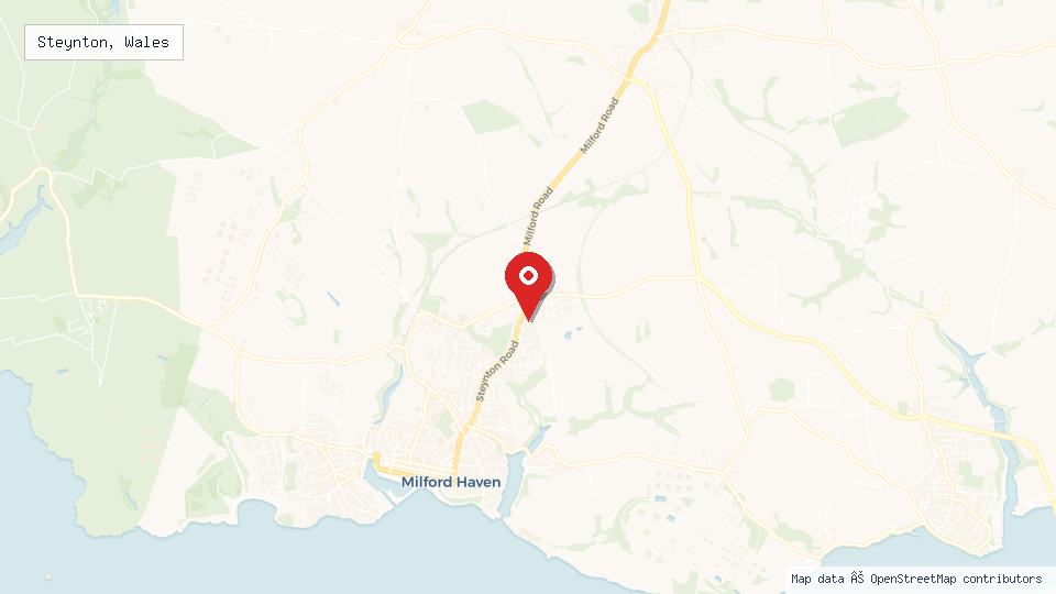 Street map of Steynton, Wales with location pin