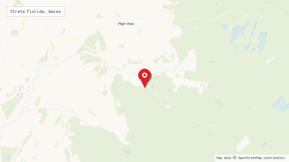 Street map of Strata Florida, Wales with location pin