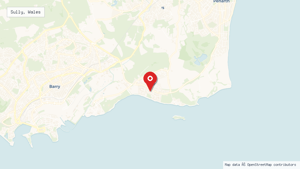 Street map of Sully, Wales with location pin