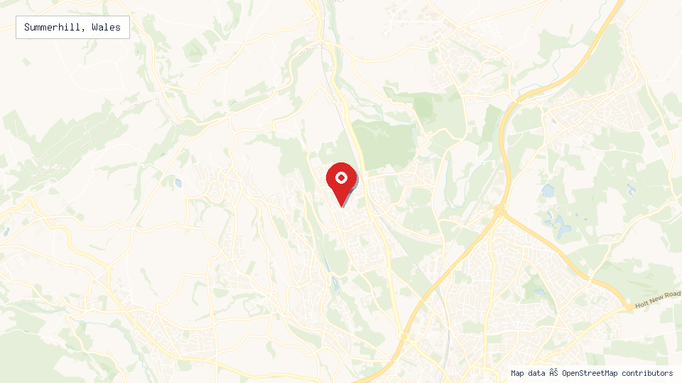 Street map of Summerhill, Wales with location pin