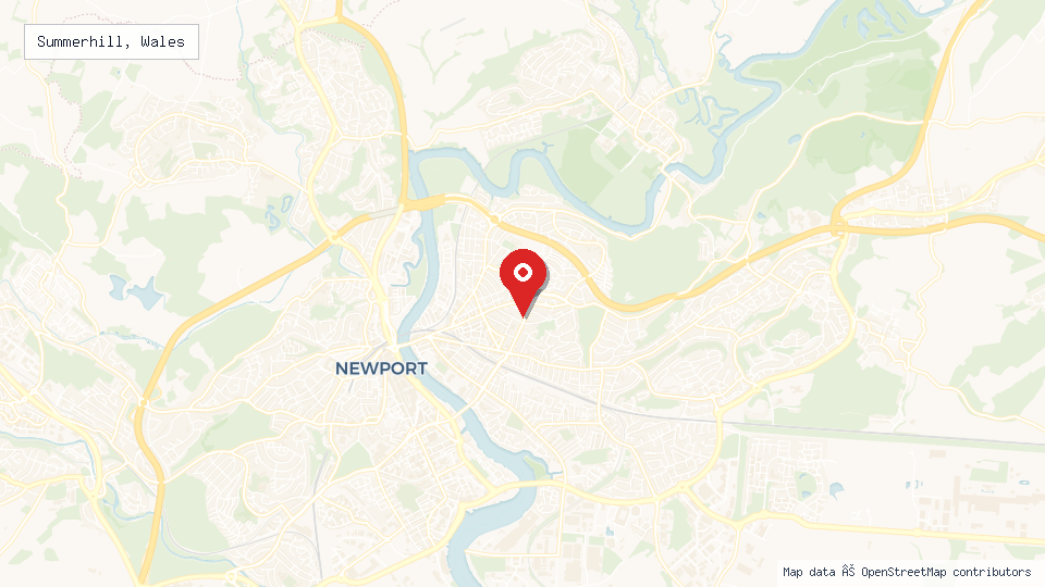 Street map of Summerhill, Wales with location pin