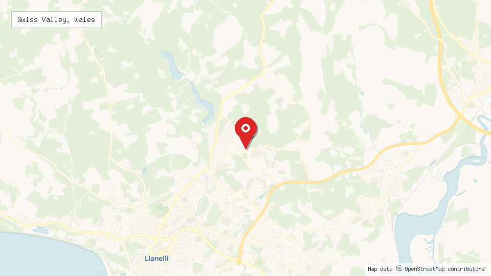 Street map of Swiss Valley, Wales with location pin