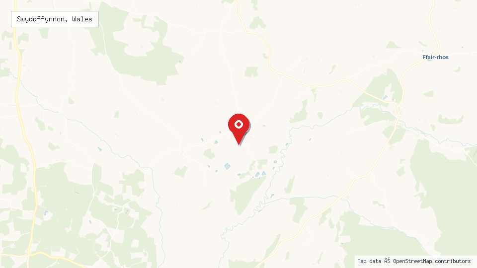 Street map of Swyddffynnon, Wales with location pin