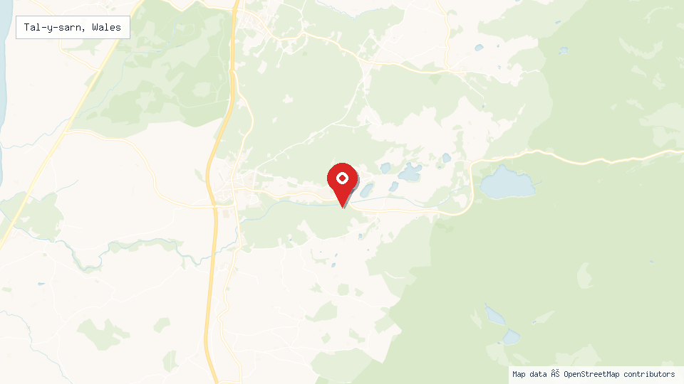 Street map of Tal-y-sarn, Wales with location pin