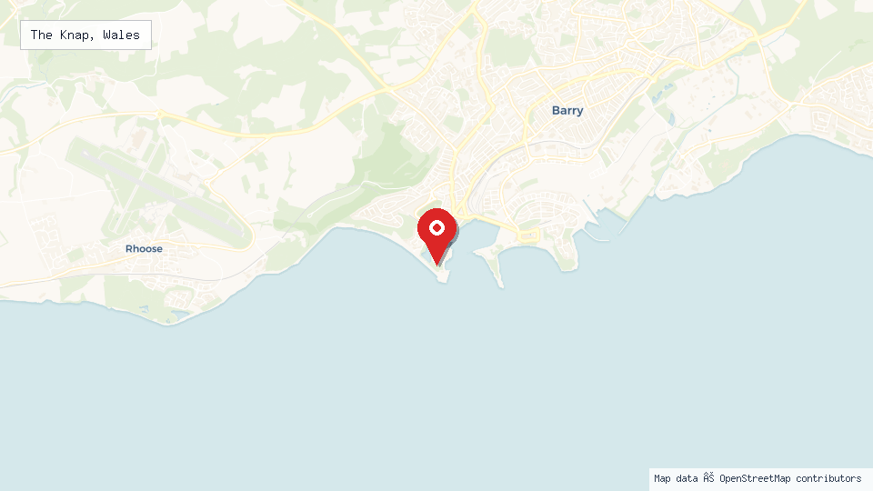 Street map of The Knap, Wales with location pin