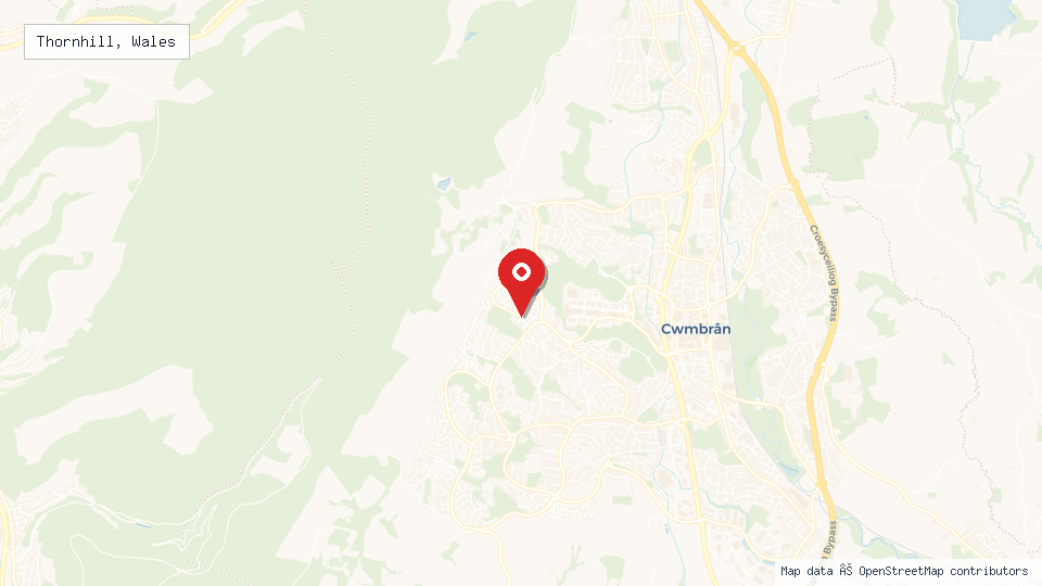 Street map of Thornhill, Wales with location pin
