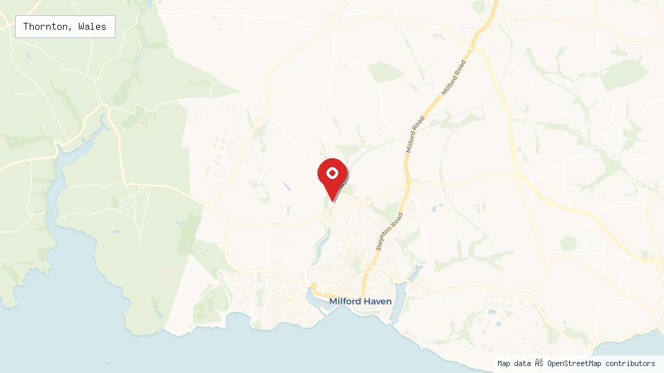 Street map of Thornton, Wales with location pin
