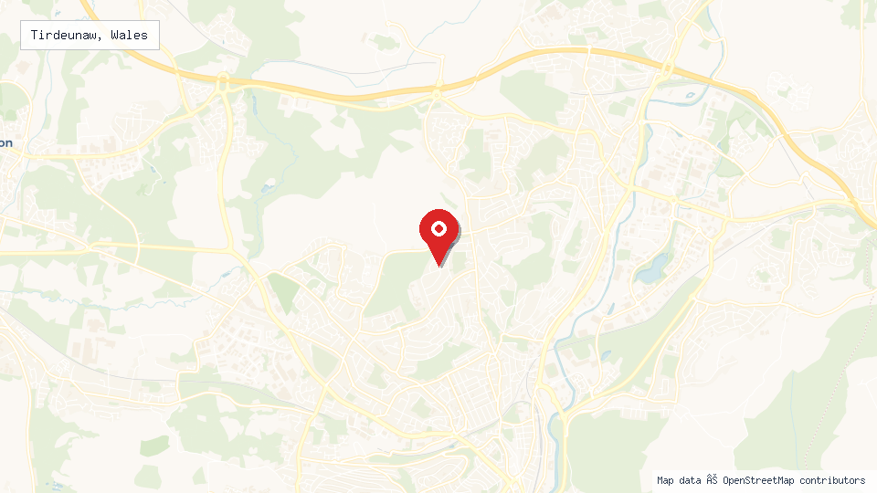 Street map of Tirdeunaw, Wales with location pin