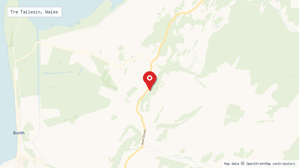Street map of Tre Taliesin, Wales with location pin