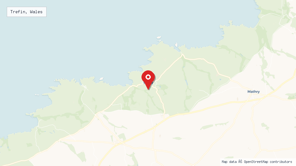 Street map of Trefin, Wales with location pin