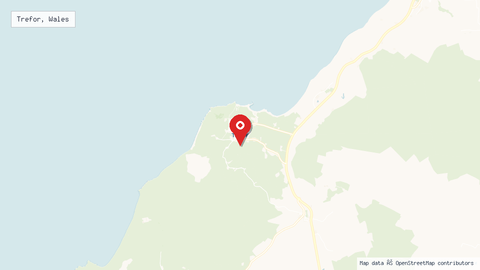 Street map of Trefor, Wales with location pin