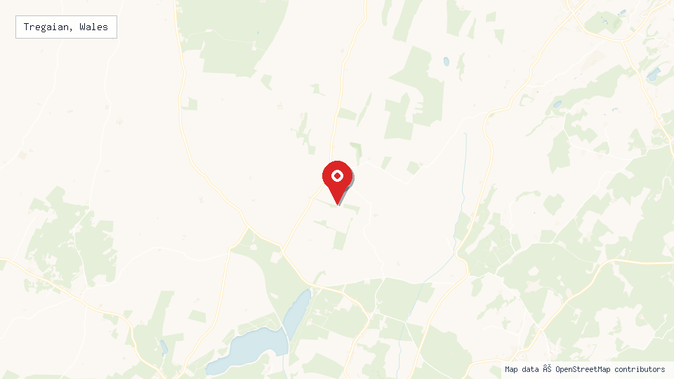 Street map of Tregaian, Wales with location pin