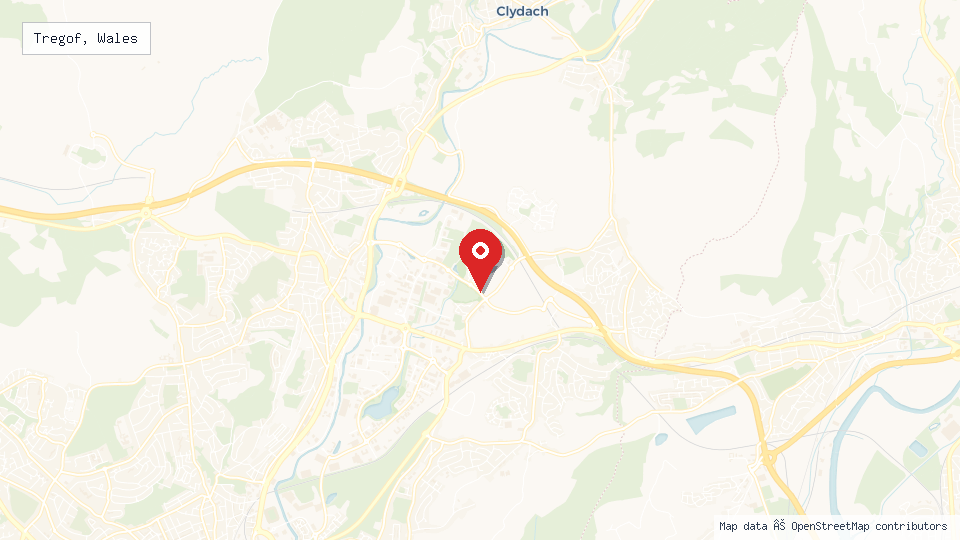 Street map of Tregof, Wales with location pin