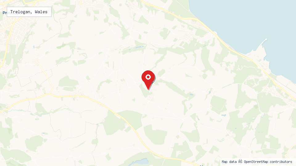 Street map of Trelogan, Wales with location pin