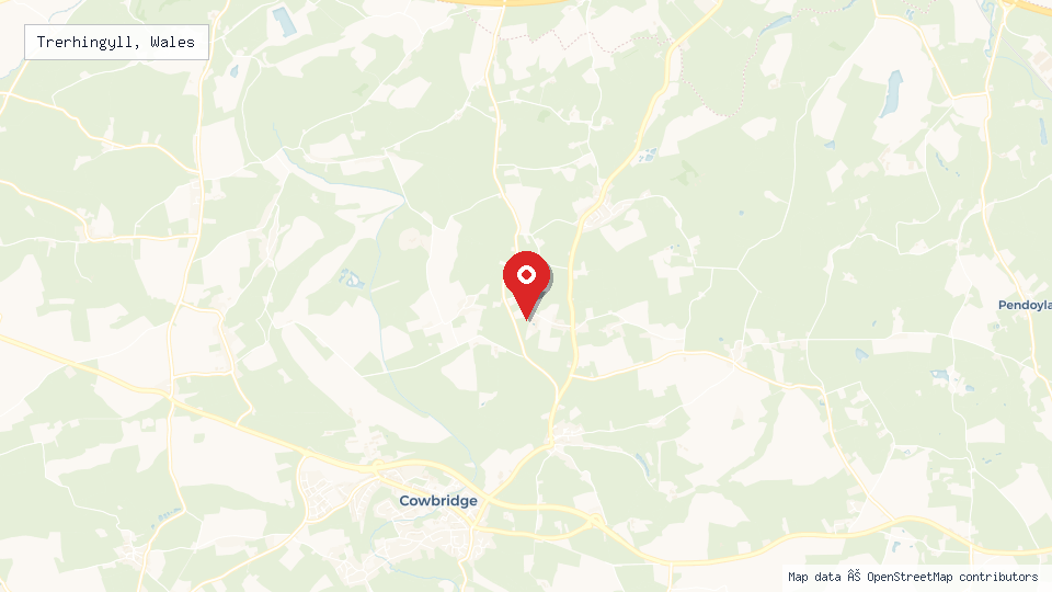 Street map of Trerhingyll, Wales with location pin