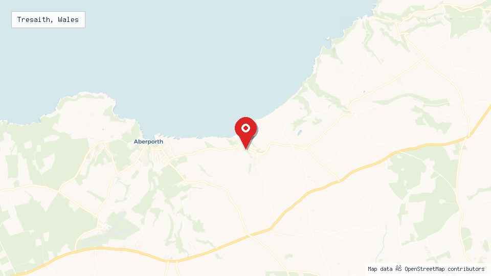 Street map of Tresaith, Wales with location pin