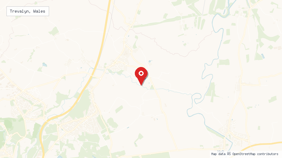 Street map of Trevalyn, Wales with location pin