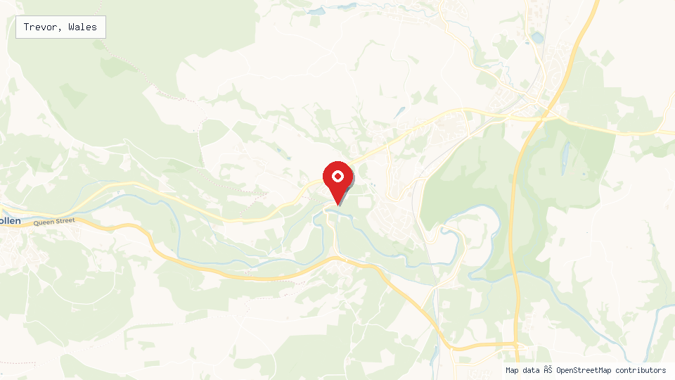Street map of Trevor, Wales with location pin