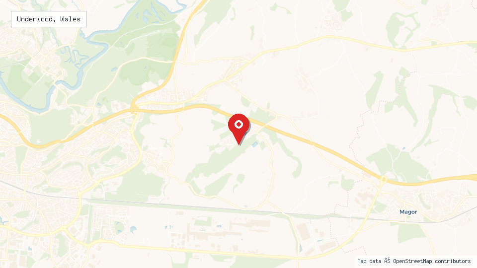 Street map of Underwood, Wales with location pin