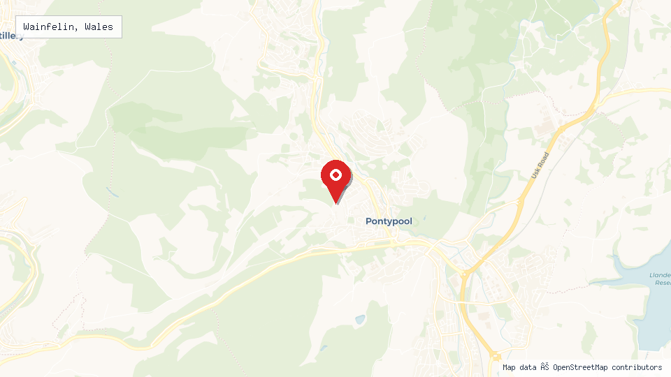 Street map of Wainfelin, Wales with location pin