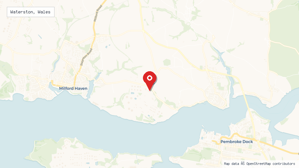 Street map of Waterston, Wales with location pin