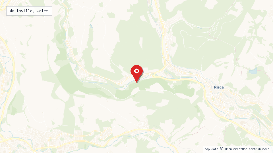 Street map of Wattsville, Wales with location pin