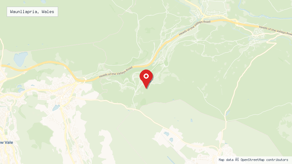 Street map of Waunllapria, Wales with location pin