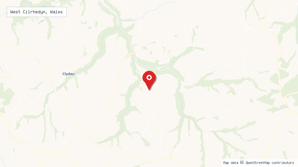 Street map of West Cilrhedyn, Wales with location pin