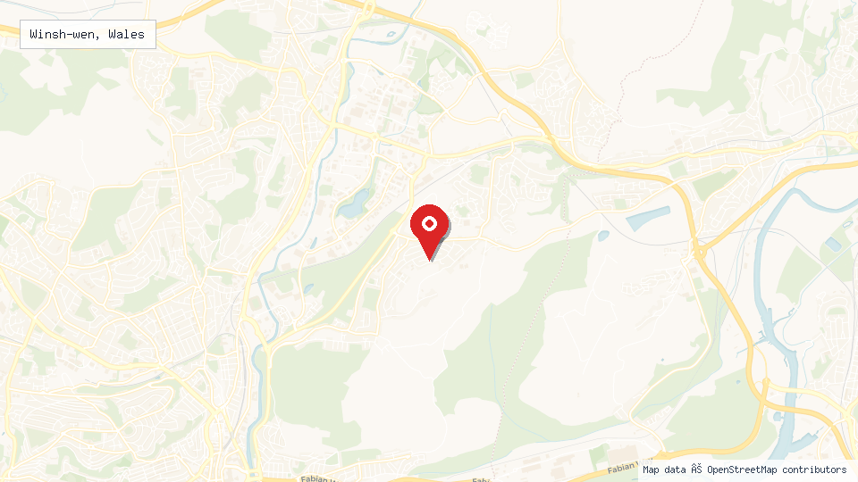 Street map of Winsh-wen, Wales with location pin