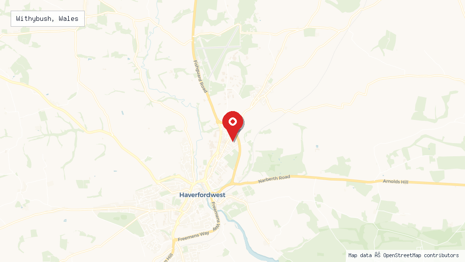 Street map of Withybush, Wales with location pin