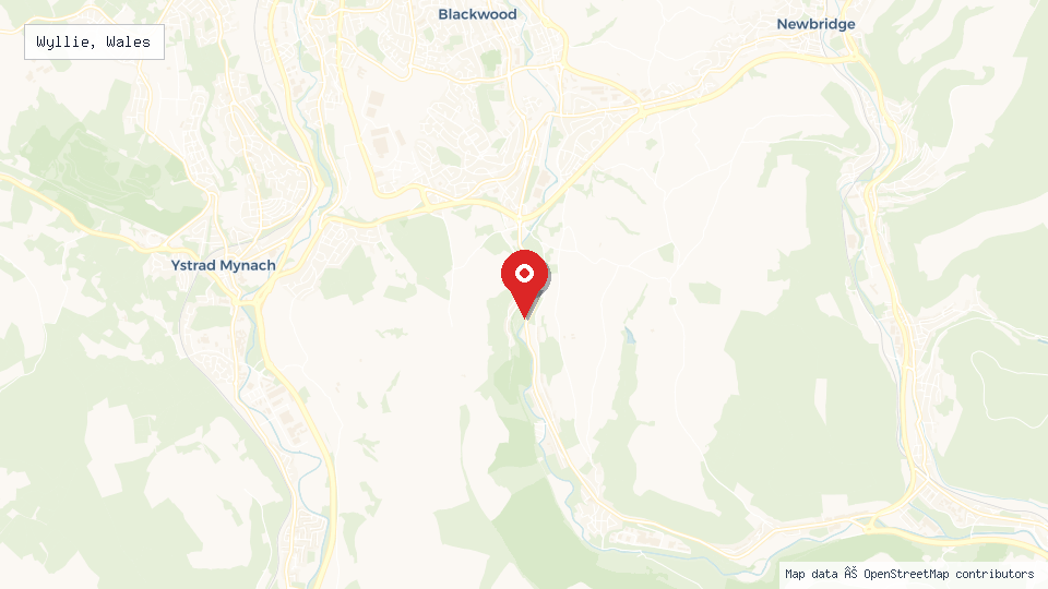 Street map of Wyllie, Wales with location pin