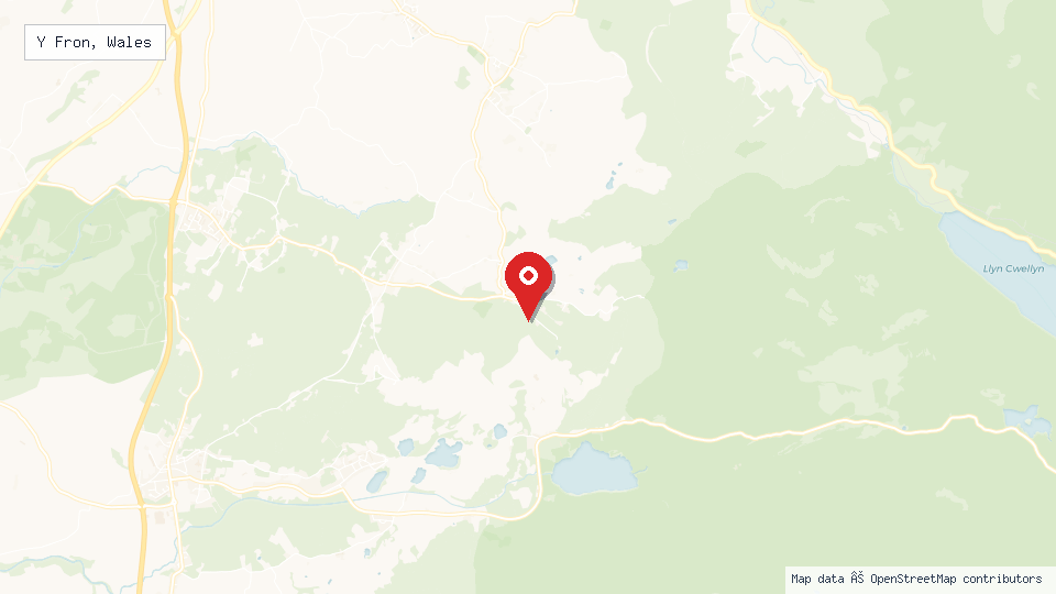 Street map of Y Fron, Wales with location pin