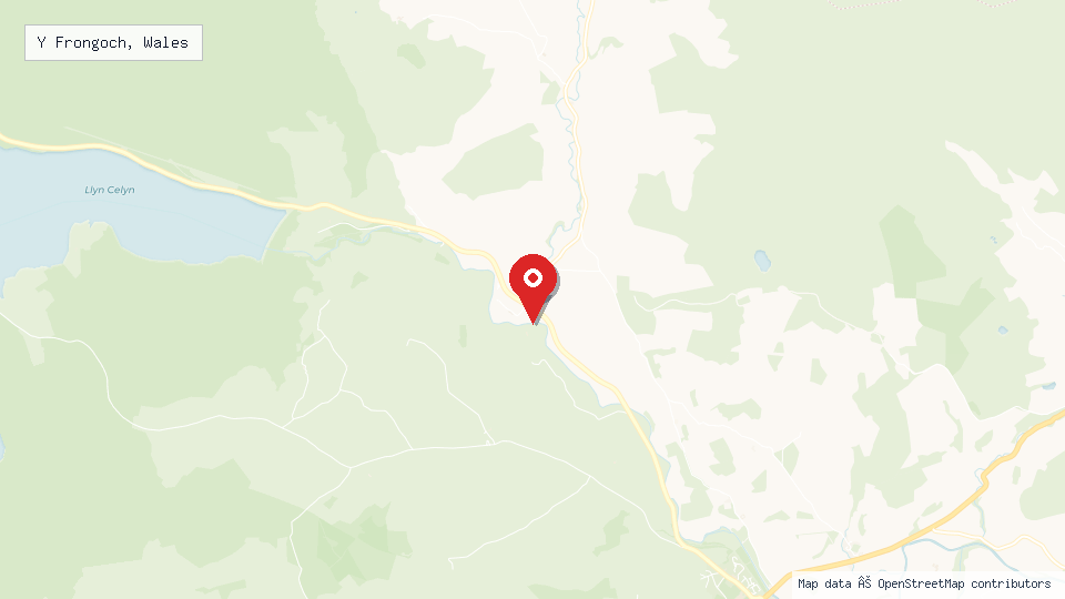 Street map of Y Frongoch, Wales with location pin