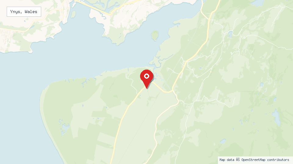 Street map of Ynys, Wales with location pin