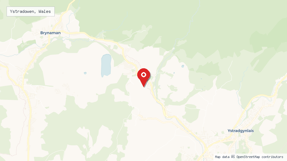 Street map of Ystradowen, Wales with location pin