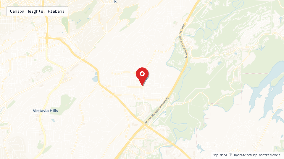 Street map of Cahaba Heights, Alabama with location pin