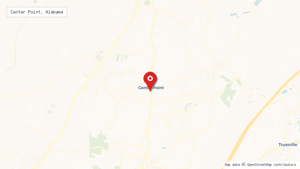 Street map of Center Point, Alabama with location pin