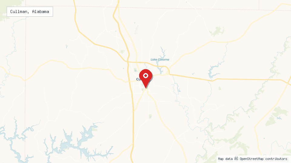 Street map of Cullman, Alabama with location pin